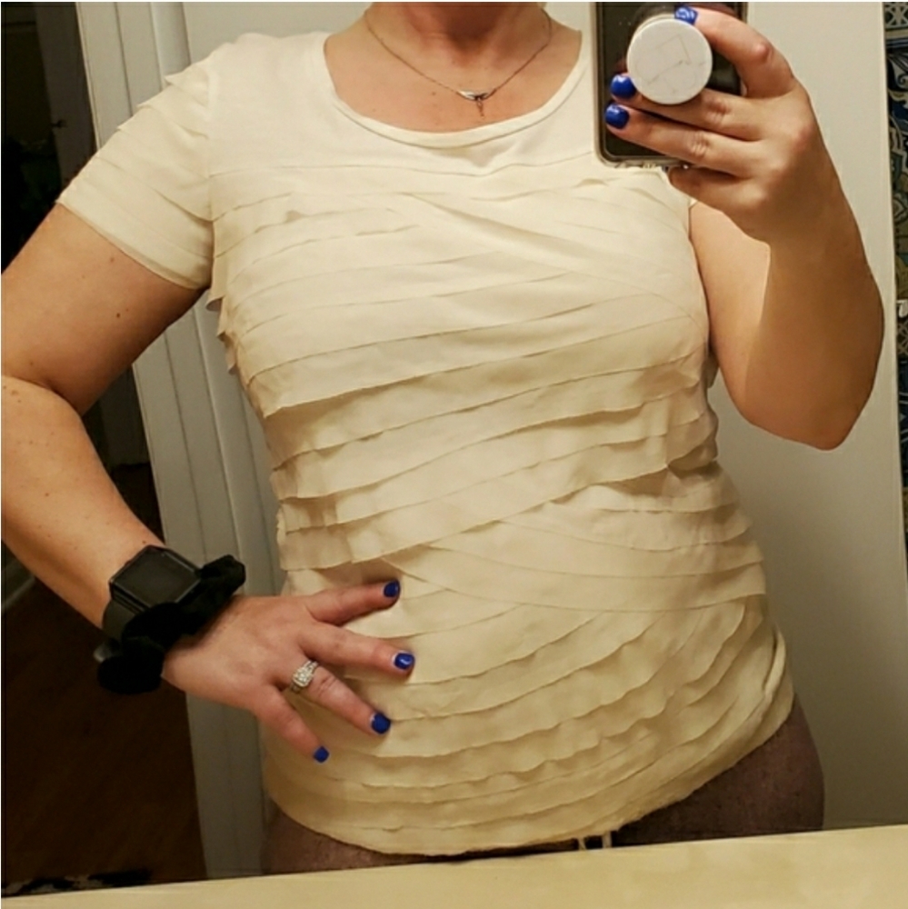 Ann Taylor dressy tshirt with pretty overlay